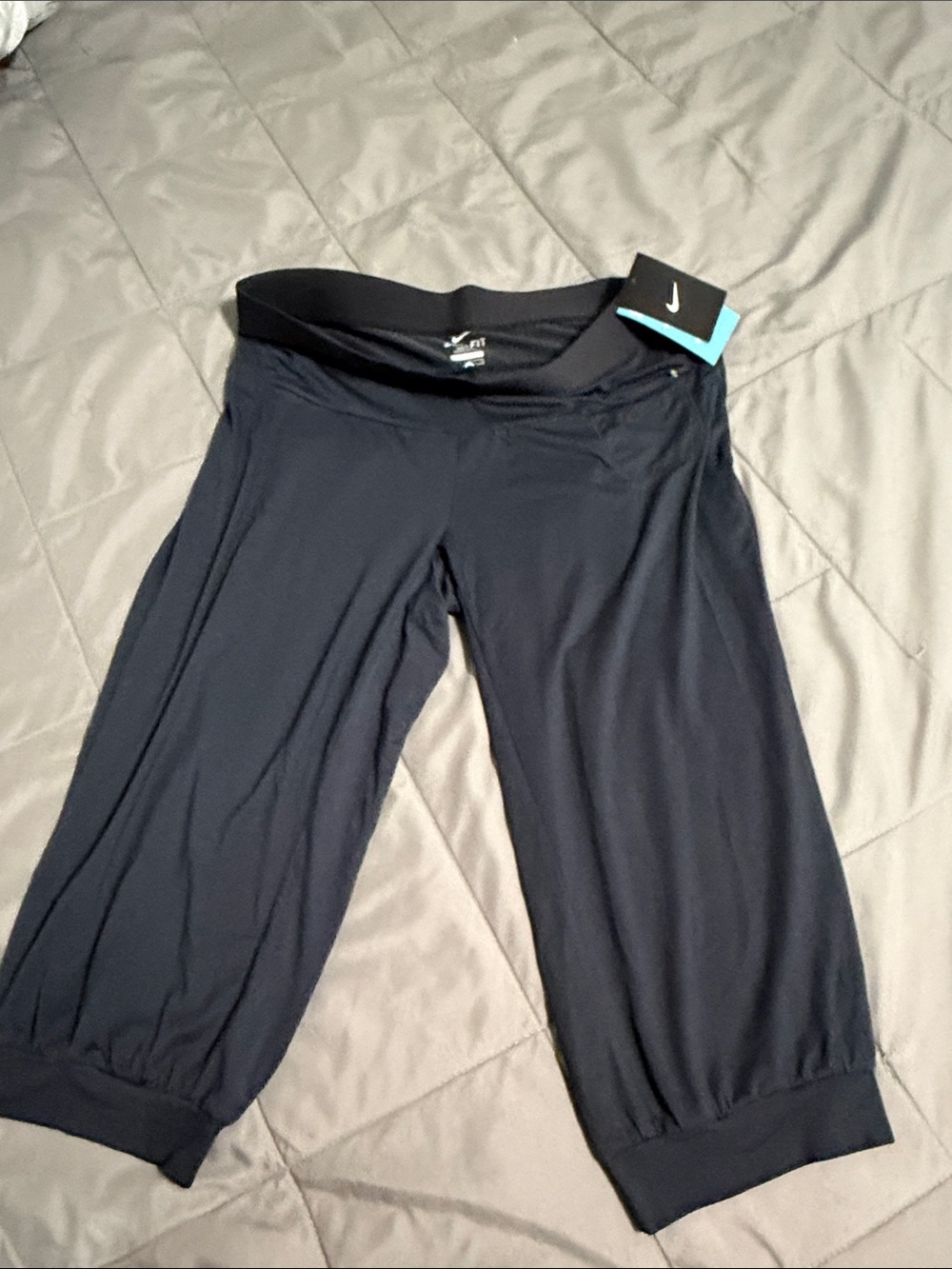 Nike Navy Cropped Capris with Wide Waistband